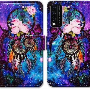 Bcov Revvl V+ 5G Case, Dream Catcher Galaxy Sky Leather Flip Phone Case Wallet C